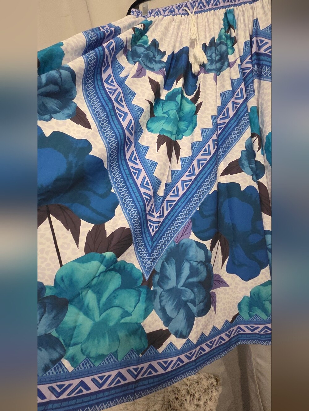 Beautiful Blue Floral Maxi Skirt - Elegant Boho Print - Picture 5 of 7